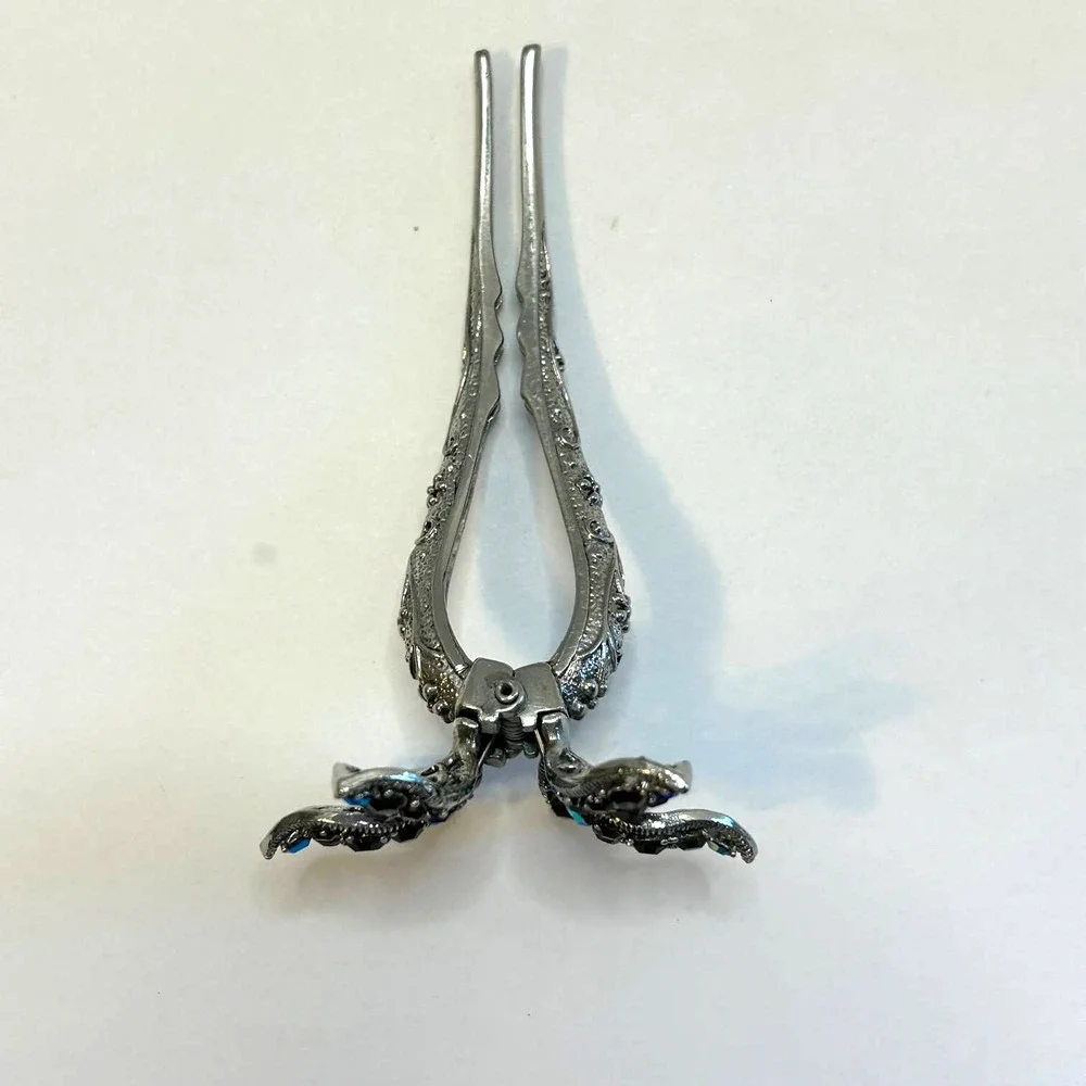 Vintage AB Rhinestone‎ Flower Hair Clip
